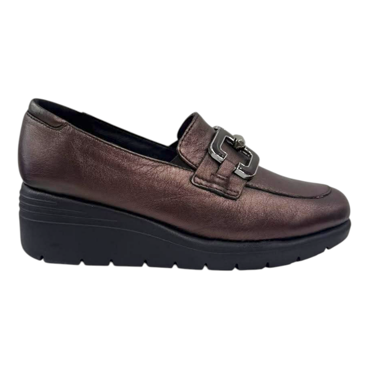Susimoda Mocassino Donna in Pelle Bronzo con Accessorio e Zeppa Alta 60mm