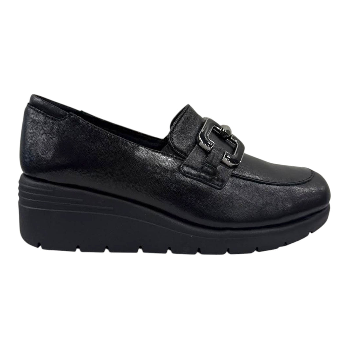Susimoda Mocassino Donna in Pelle Nera con Accessorio e Zeppa Alta 60mm