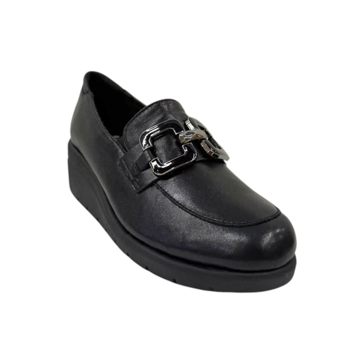 Susimoda Mocassino Donna in Pelle Nera con Accessorio e Zeppa Alta 60mm