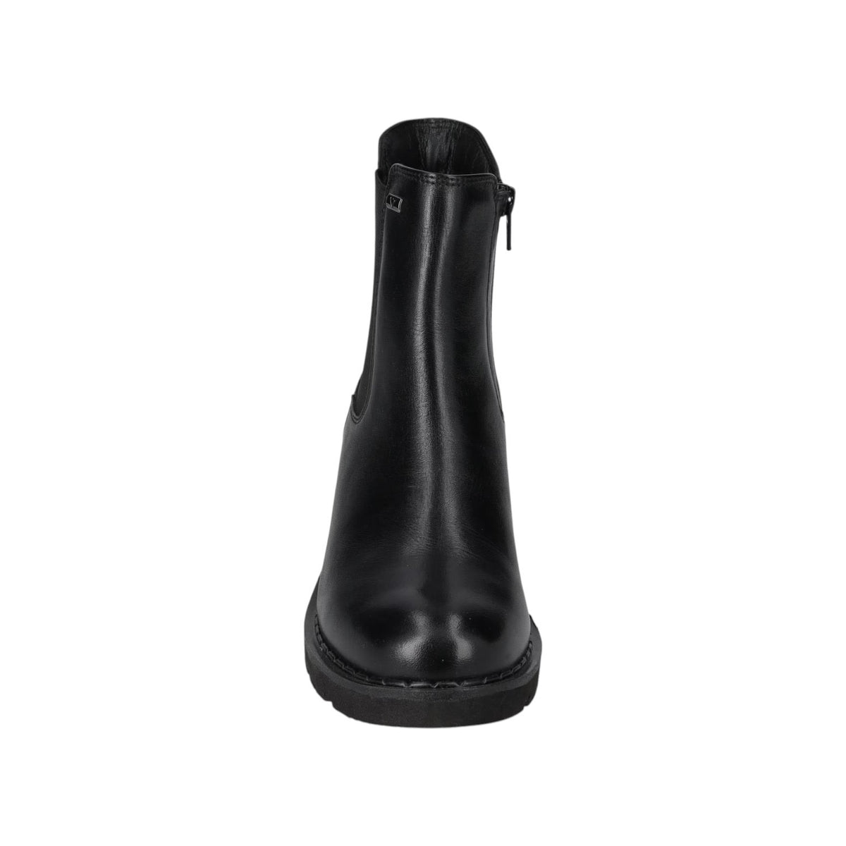 Valleverde Stivaletto Donna Nero in Pelle con Elastico e Tacco Largo Alto 55mm