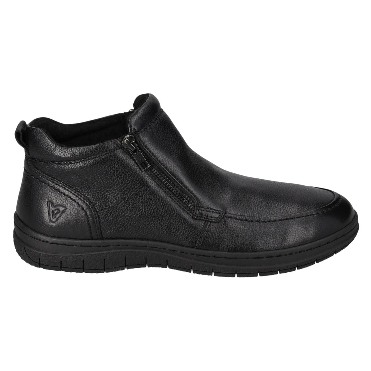 Valleverde Stivaletto Uomo in Pelle Nera con Zip Laterale