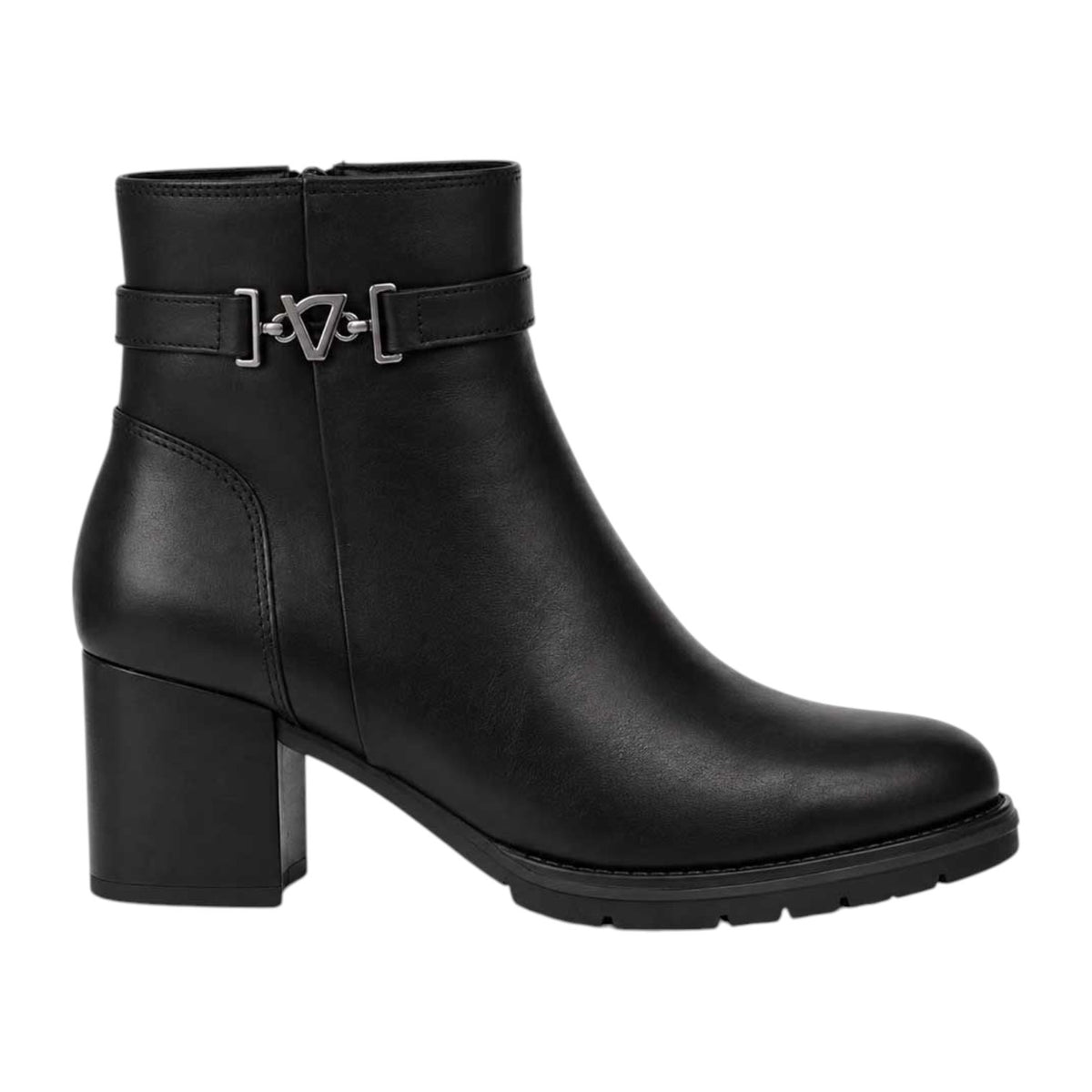 Valleverde Tronchetto Donna in Pelle Nera con Tacco Largo Alto 65mm