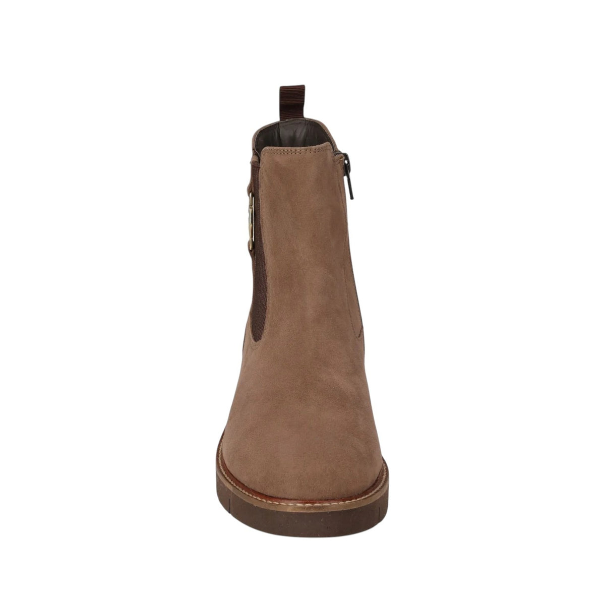 Valleverde Stivaletto Donna in Camoscio Tortora con Logo e Elastico