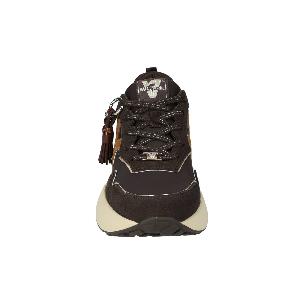 Valleverde Sneakers Donna Marrone in Camoscio e Tessuto con Ciondolo