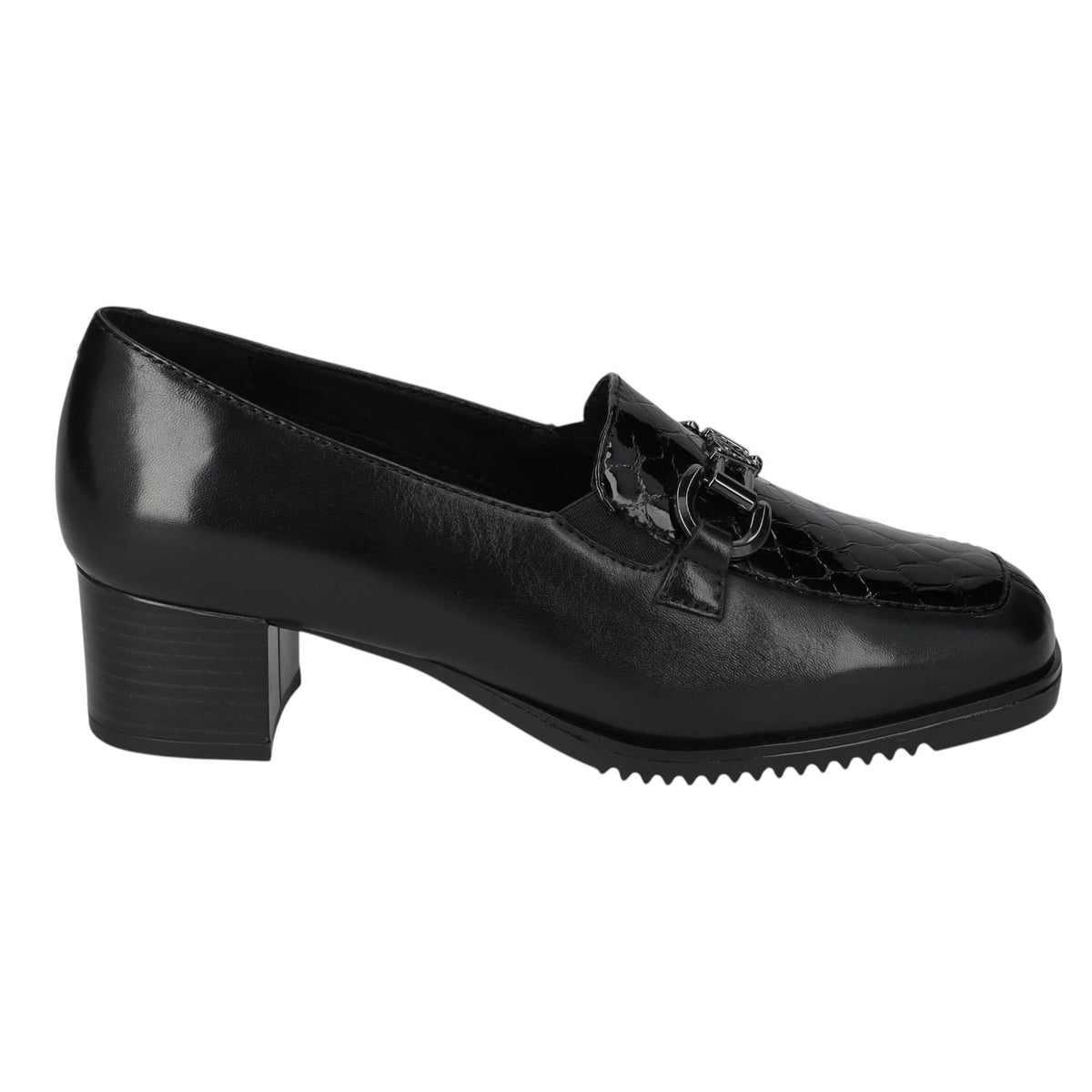 Valleverde Mocassino Donna in Pelle e Vernice Nera con Tacco Alto 40mm