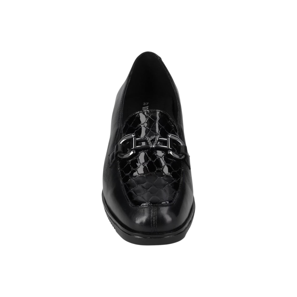 Valleverde Mocassino Donna in Pelle e Vernice Nera con Tacco Alto 40mm