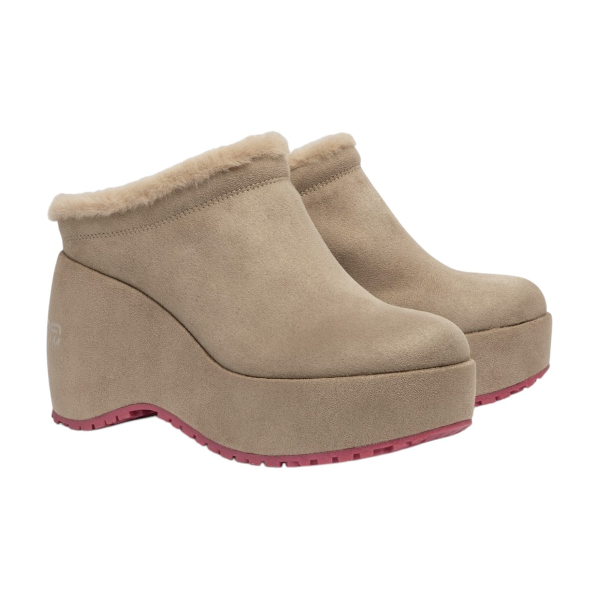 Fornarina Bubble Sabot Donna in Camoscio Tortora con Zeppa Alta 95mm