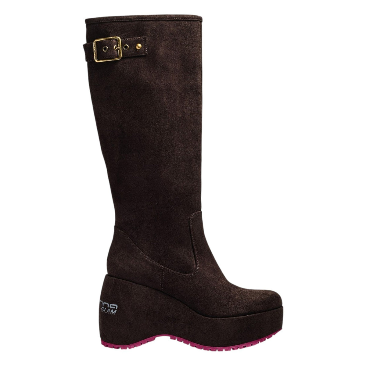 Fornarina Bubble Boot Stivale Donna in Camoscio Cioccolato e Zeppa Alta 100mm