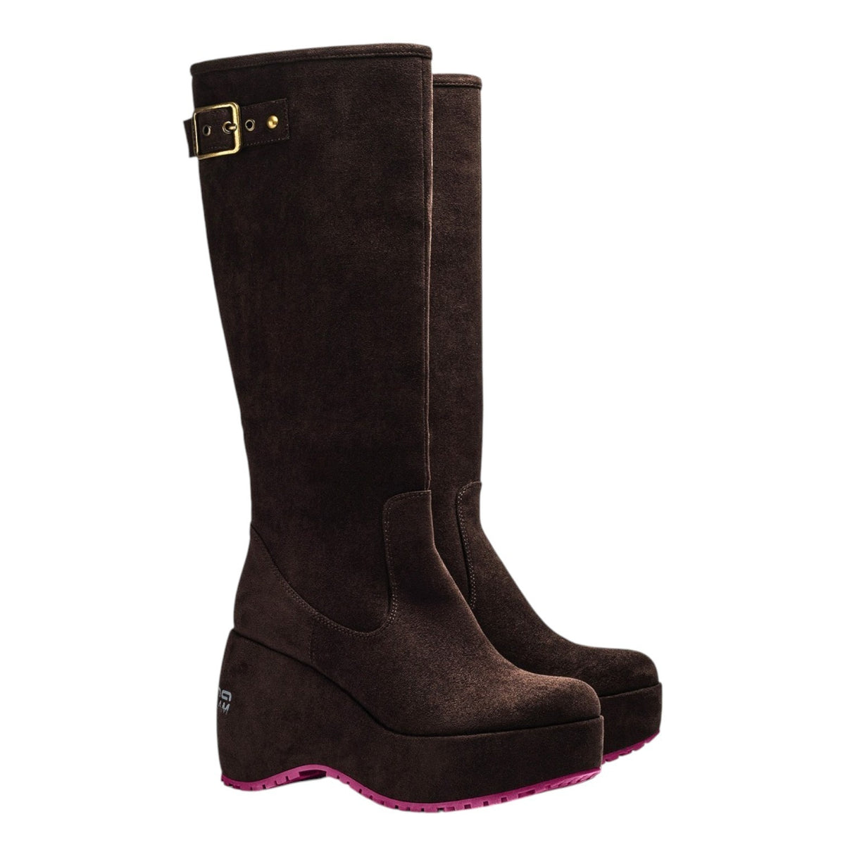 Fornarina Bubble Boot Stivale Donna in Camoscio Cioccolato e Zeppa Alta 100mm