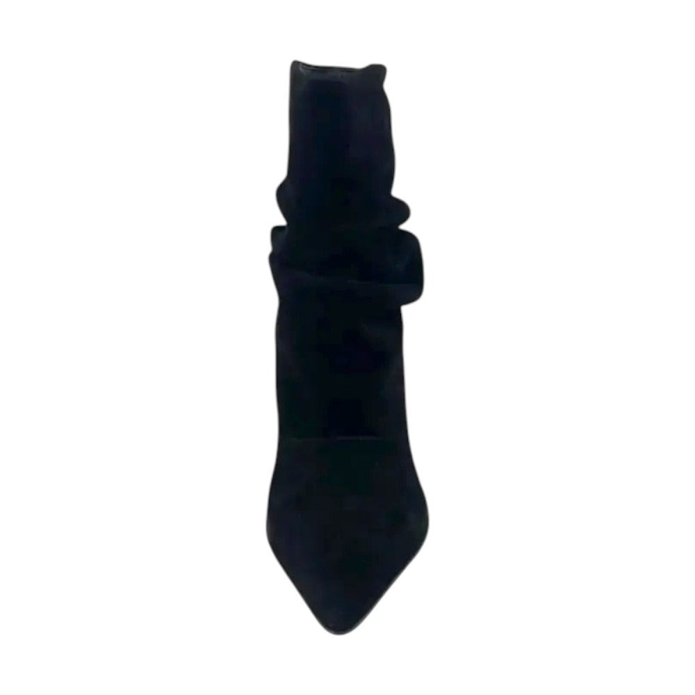 Luciano Barachini Tronchetto Donna Arriciato Nero in Camoscio con Tacco Alto 50mm