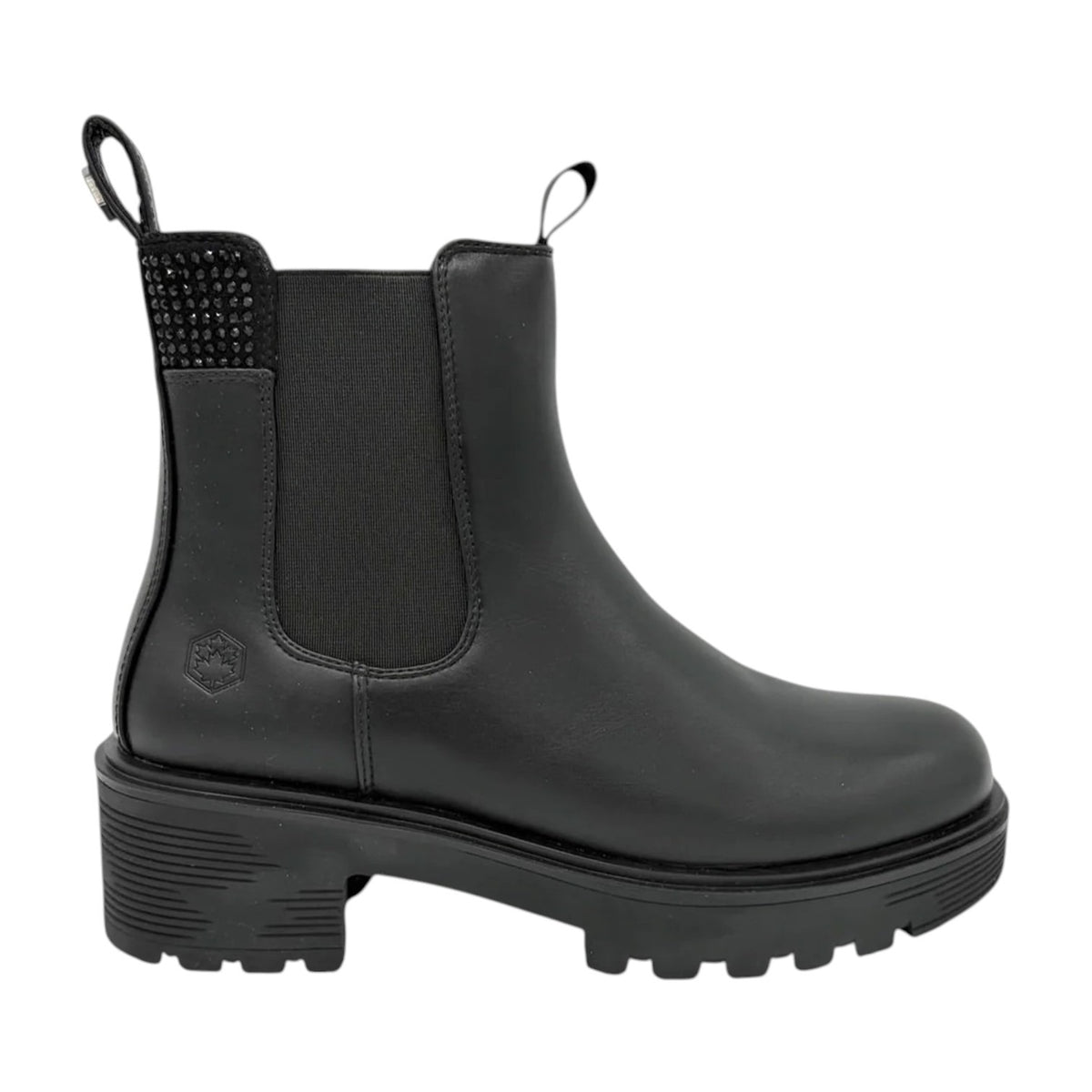 Lumberjack Beatles Donna Nero con Strass e Tacco Largo Alto 50mm