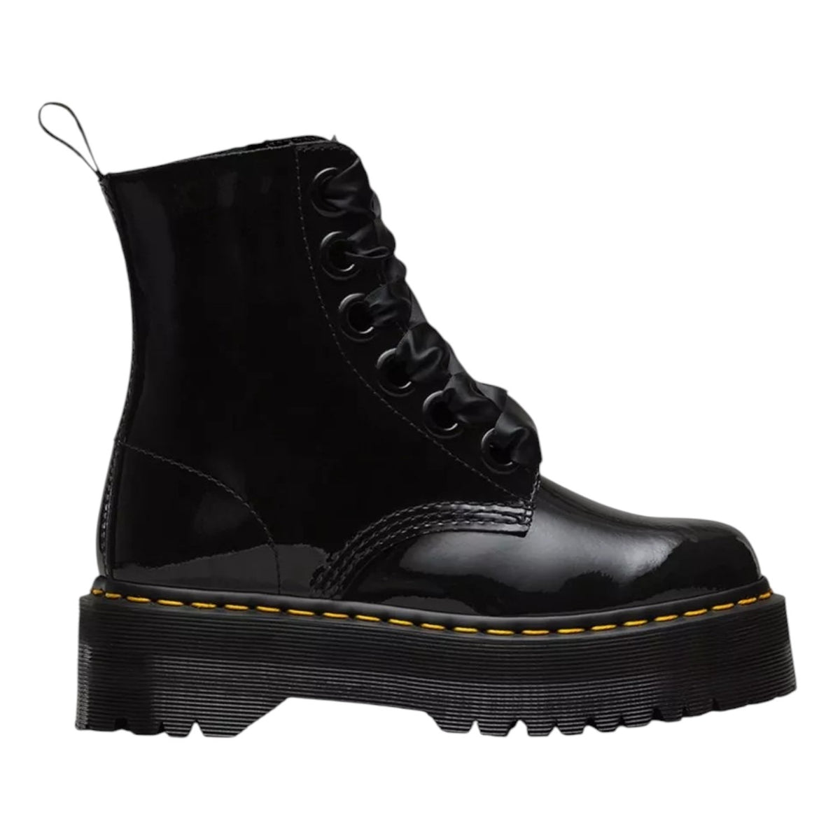 Dr. Martens Molly Anfibio Platform Donna Nero con Lacci in Raso