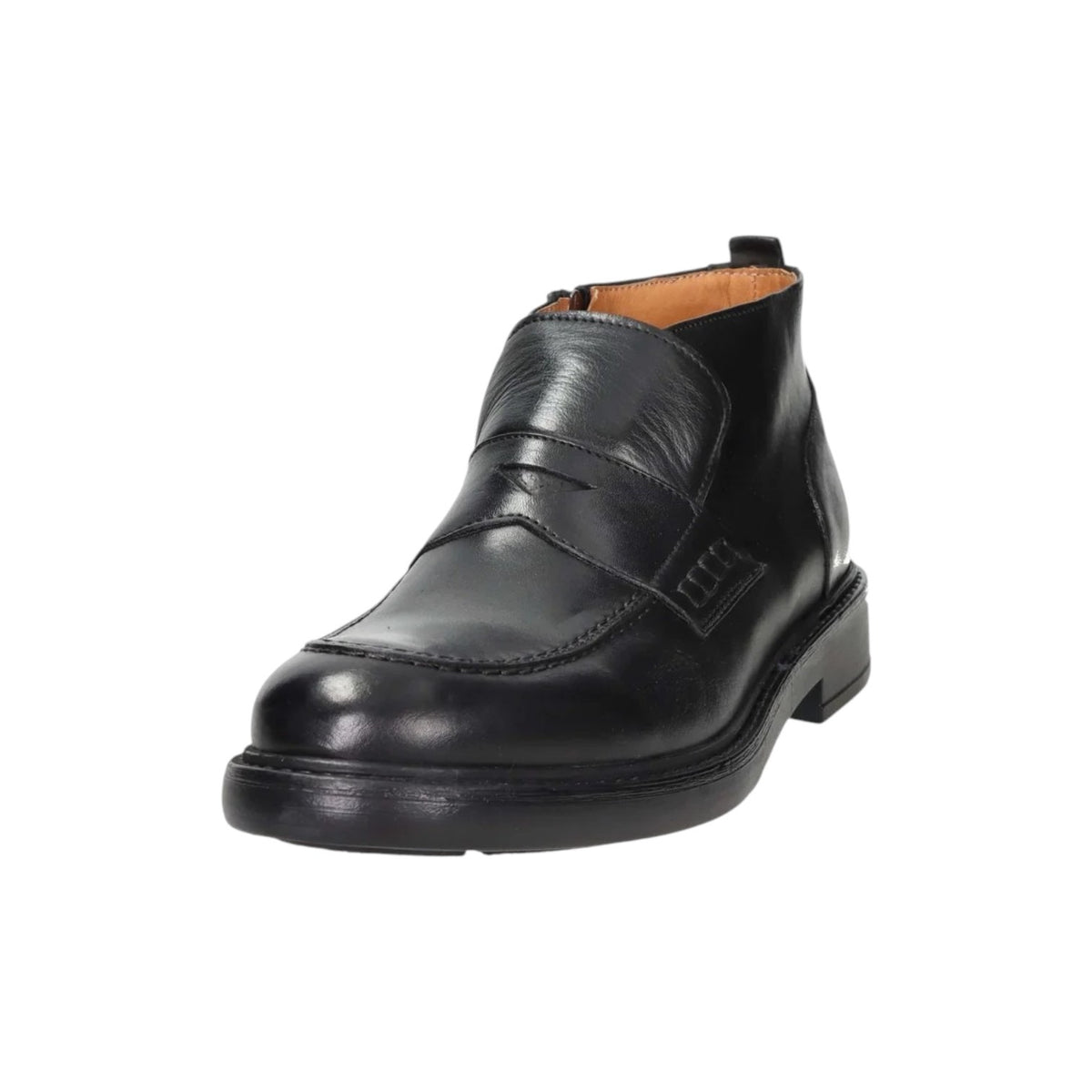 Exton Stivaletto Uomo in Pelle Nera con Zip