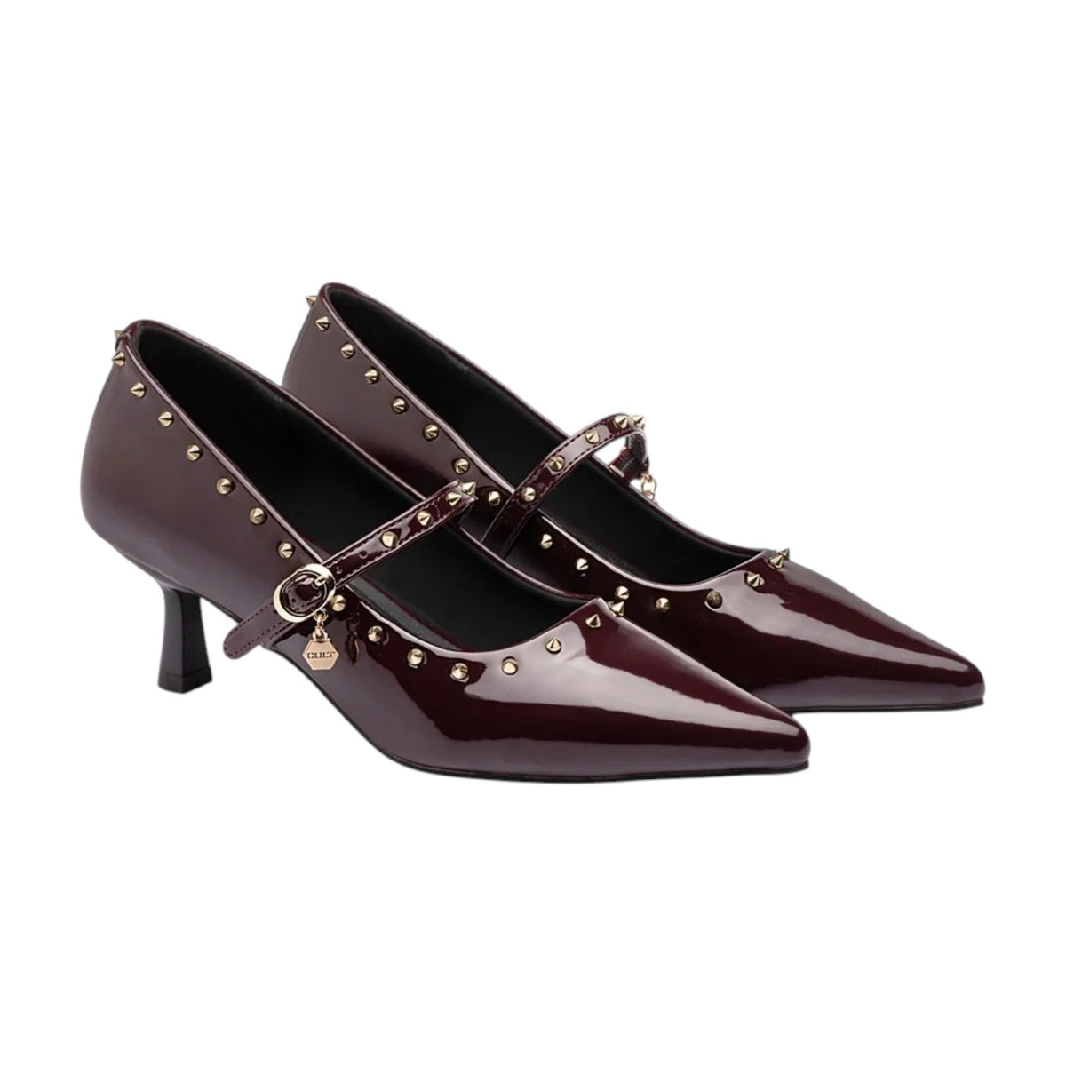 Cult Dècollettè Donna in Vernice Borgogna con Borchie e Tacco Alto 60mm