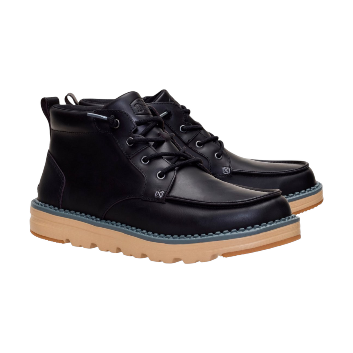 Hey Dude Flint Boot Leather Polacchino Uomo in Pelle Nero