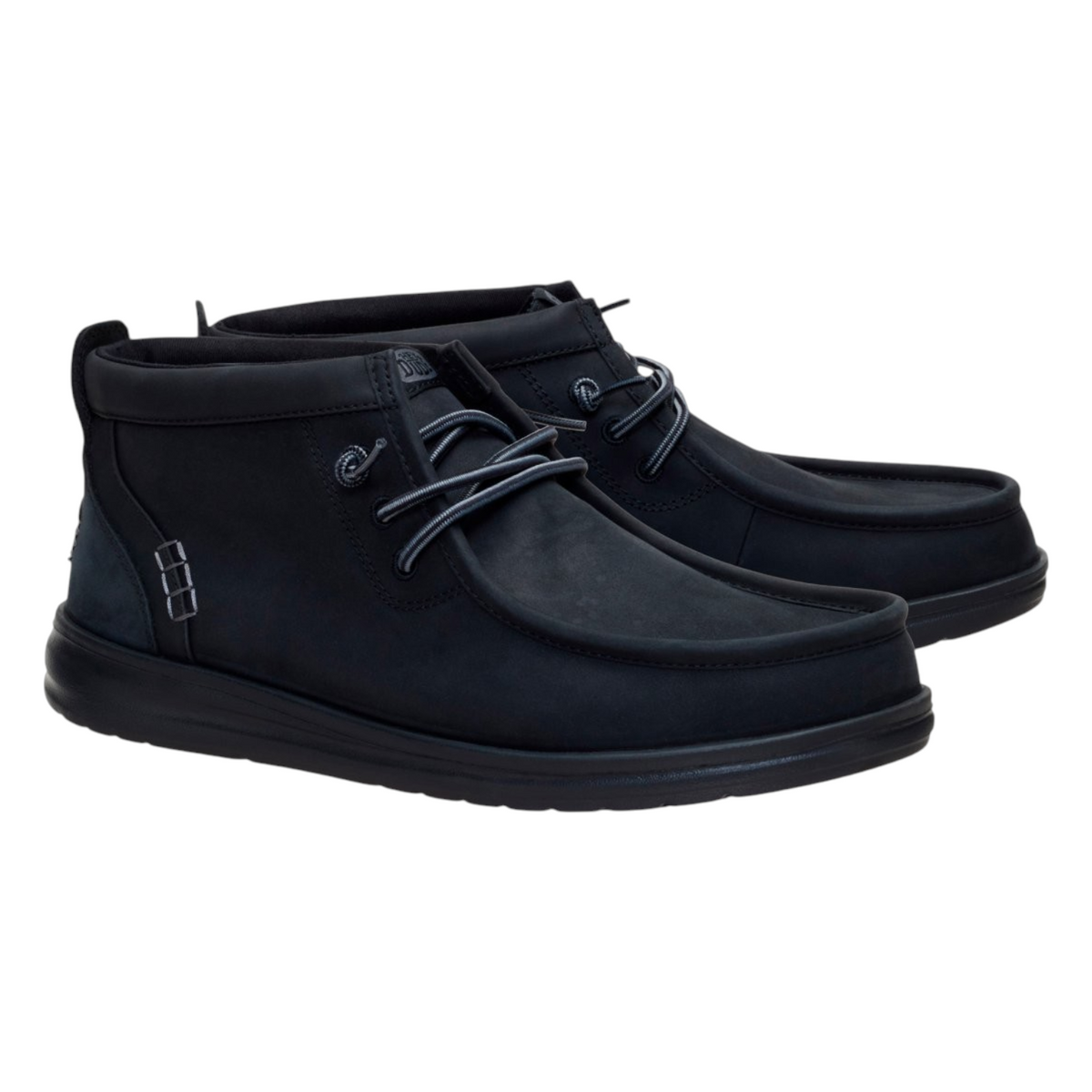 Hey Dude Wally Mid Gripr Leather Slip On Uomo in Pelle Nera