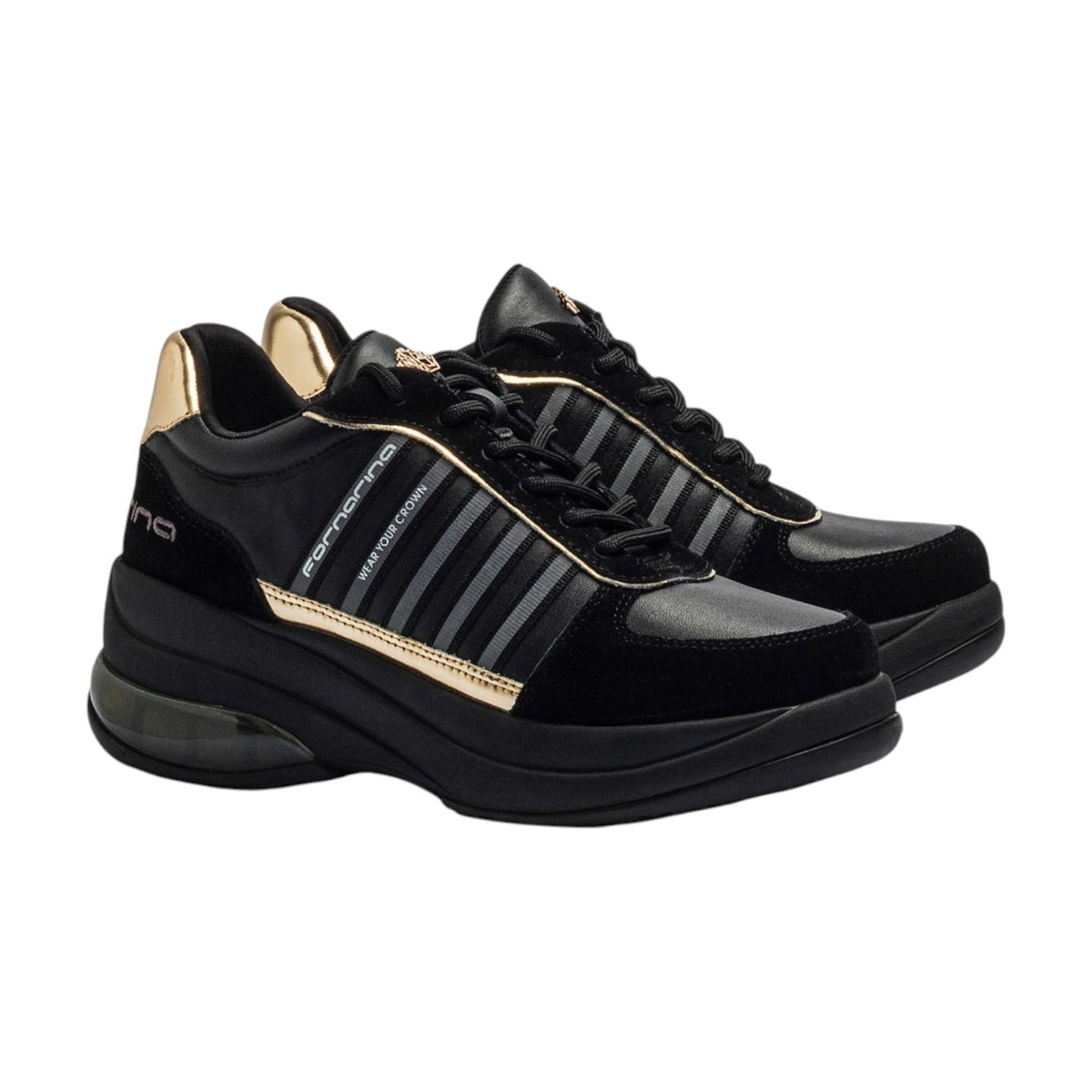 Fornarina Up Revolution Sneakers Donna Nera Oro