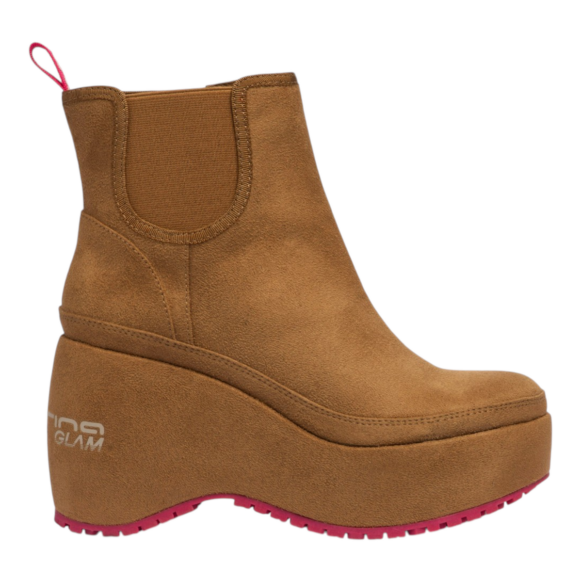 Fornarina Bubble Beatle Stivaletto Donna in Camoscio Sintetico Castagna con Zeppa Alta 100mm