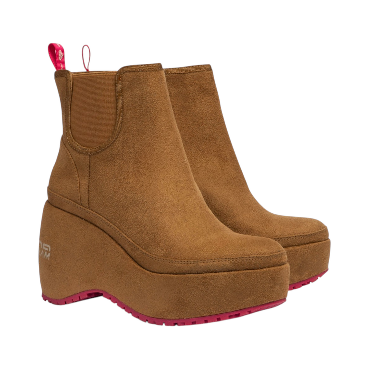 Fornarina Bubble Beatle Stivaletto Donna in Camoscio Sintetico Castagna con Zeppa Alta 100mm