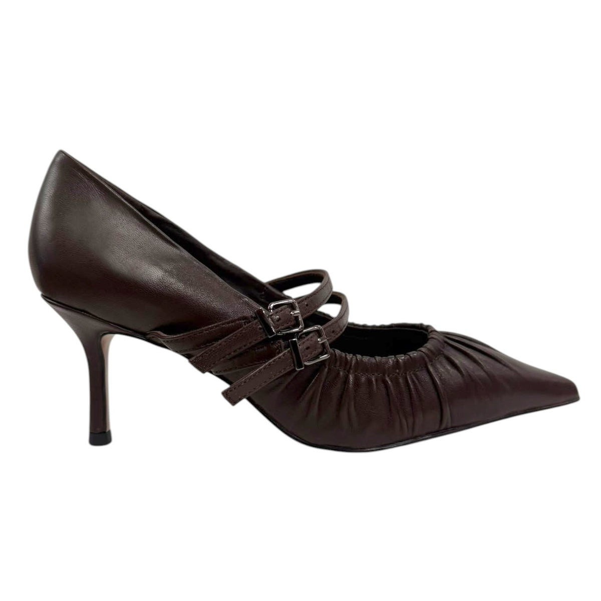 Chiconic Dècollettè Donna in Pelle Moro con Cinturini e Tacco Alto 90mm