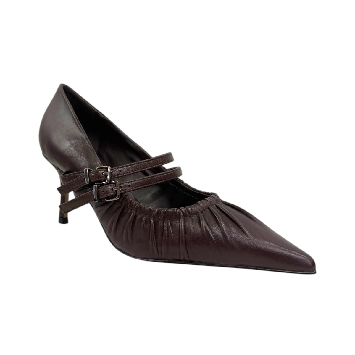 Chiconic Dècollettè Donna in Pelle Moro con Cinturini e Tacco Alto 90mm