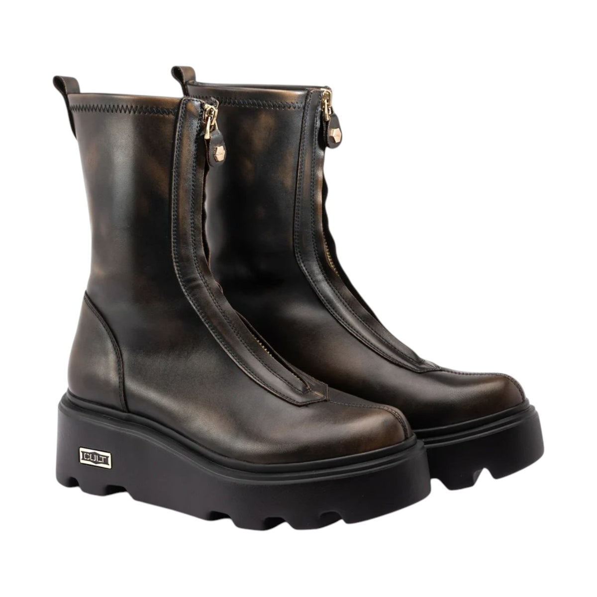 Cult Stivaletto Donna Marrone Sfumato con Zip Centrale