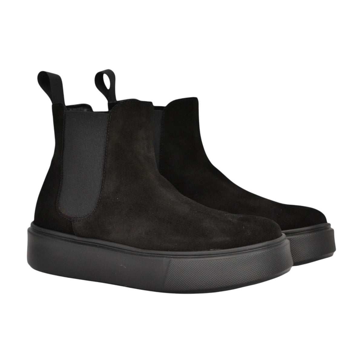 Frau Beatles Donna in Camoscio Nero con Elastico Laterale