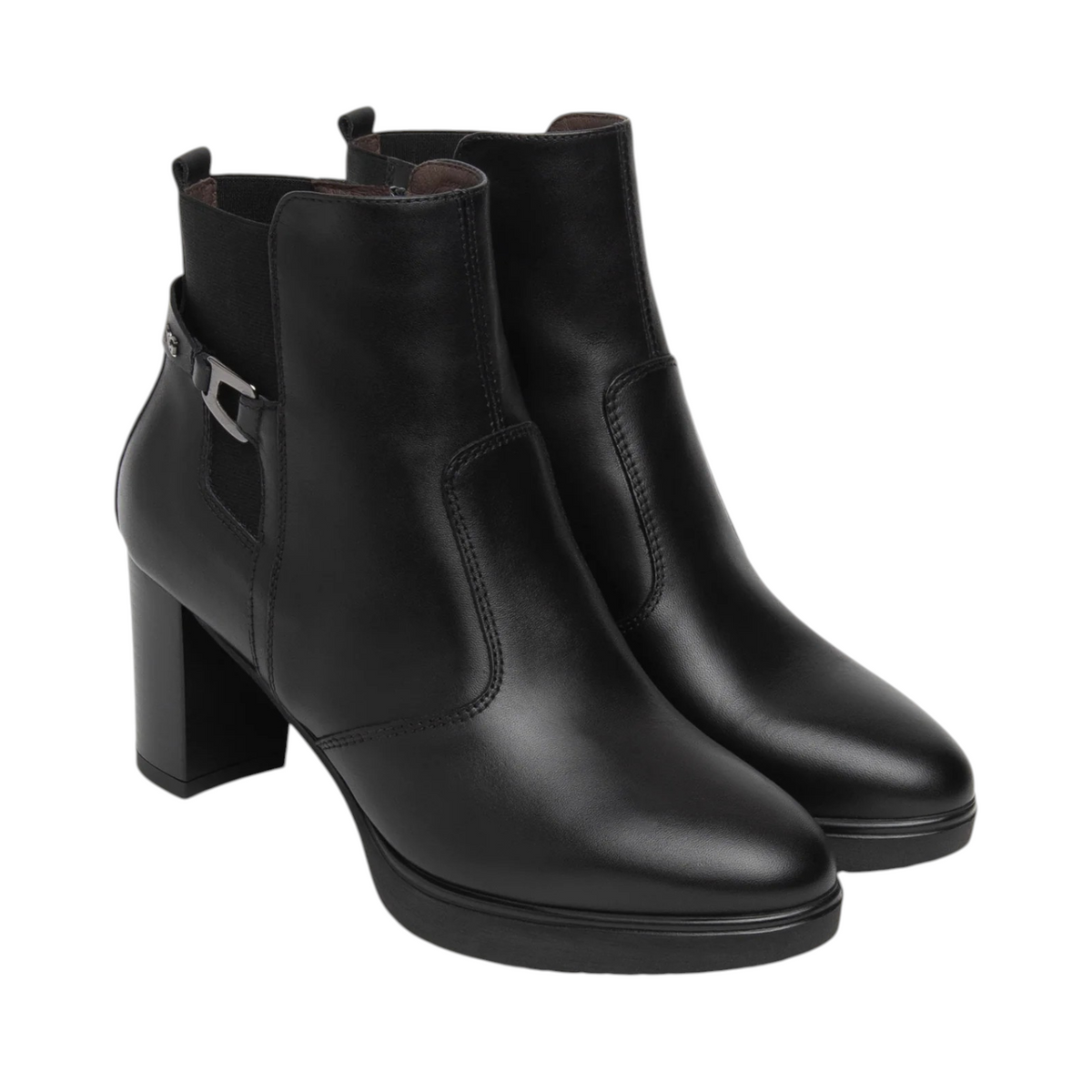 Nero Giardini Tronchetto Donna in Pelle Nera con Dettaglio Laterale e Tacco Alto 70mm