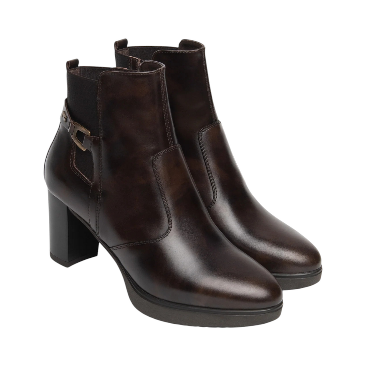 Nero Giardini Tronchetto Donna Moro in Pelle con Inserto Elasticizzato e Tacco Alto 70mm
