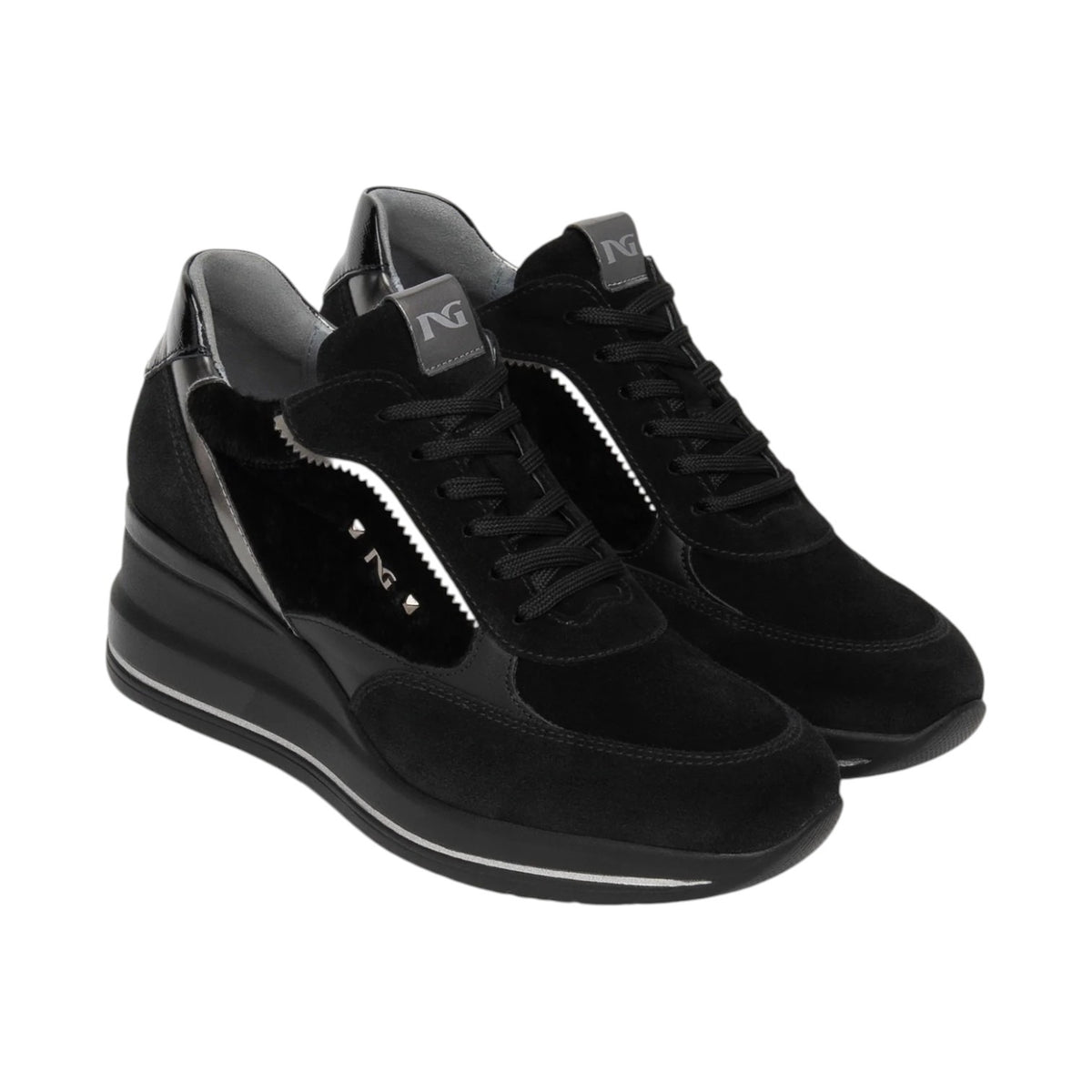 Nero Giardini Sneakers Donna Nera con Zeppa Alta 65mm