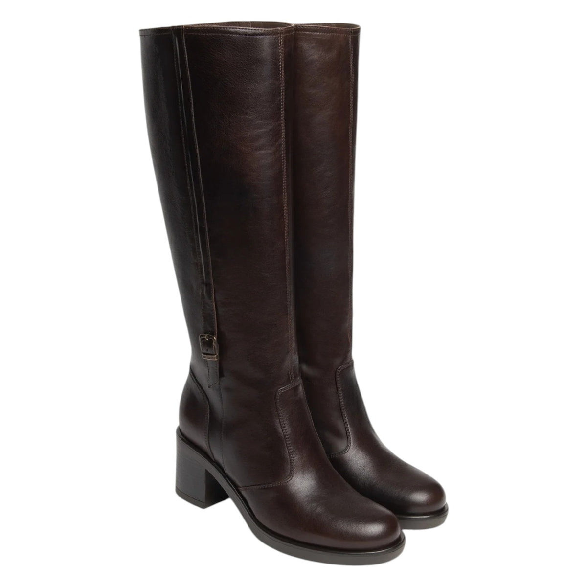 Nero Giardini Stivale Donna in Pelle Moro con Tacco Largo Alto 65mm