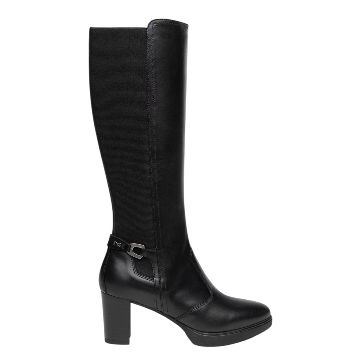 Nero Giardini Stivale Donna Nero in Pelle con Elastico e Tacco Alto 75mm