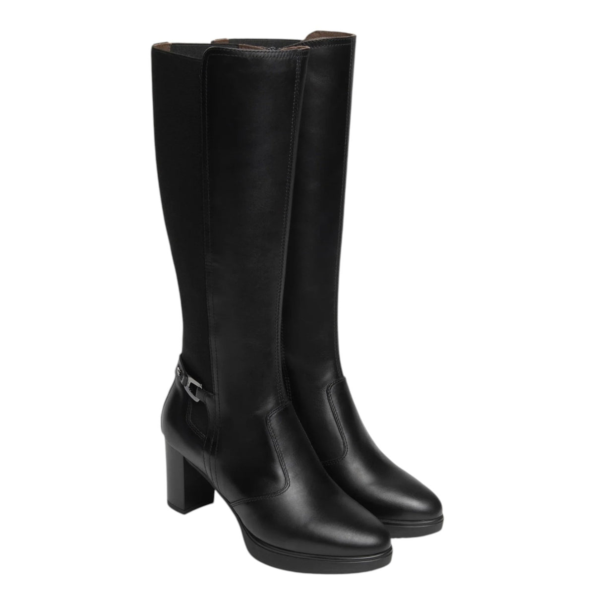 Nero Giardini Stivale Donna Nero in Pelle con Elastico e Tacco Alto 75mm