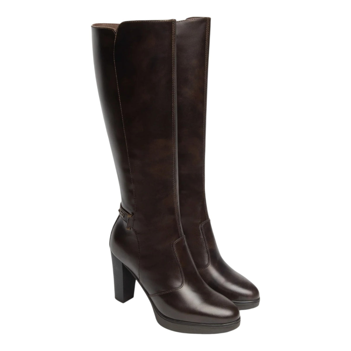Nero Giardini Stivale Donna in Pelle Moro con Tacco Alto 100mm e Plateau