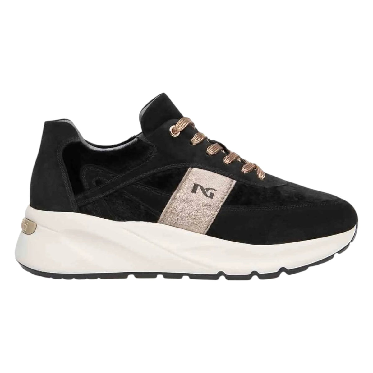 Nero Giardini Sneakers Donna Nero in Camoscio con Zeppa Alta 60mm