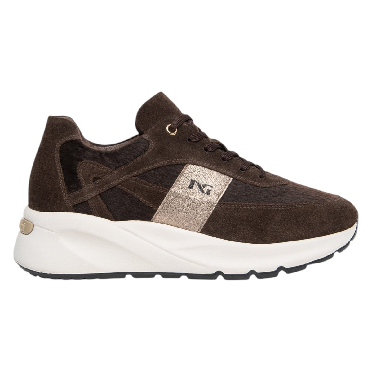 Nero Giardini Sneakers Donna Moro in Camoscio con Zeppa Alta 60mm