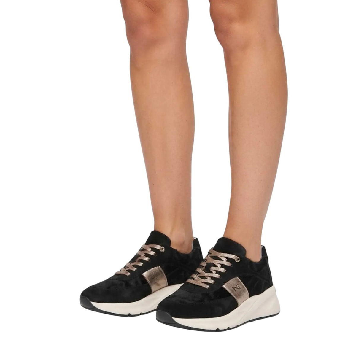 Nero Giardini Sneakers Donna Nero in Camoscio con Zeppa Alta 60mm