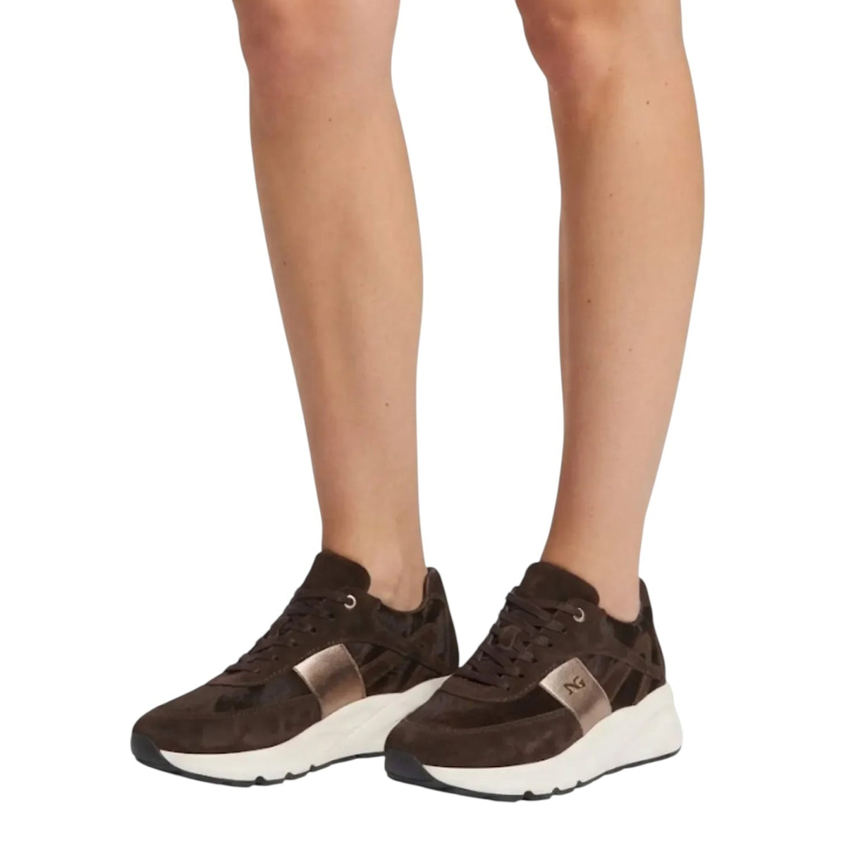 Nero Giardini Sneakers Donna Moro in Camoscio con Zeppa Alta 60mm