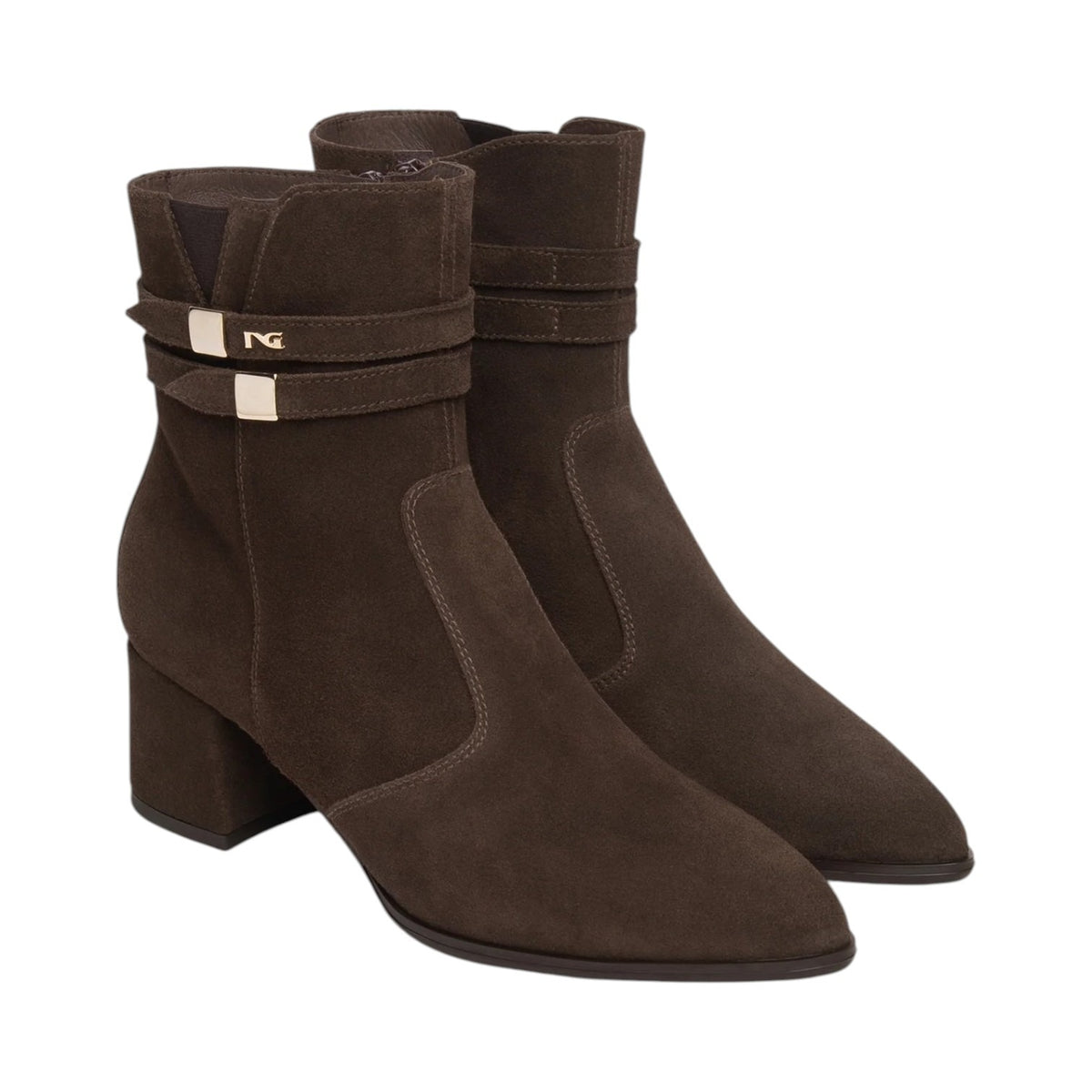 Nero Giardini Tronchetto Donna in Camoscio Moro con Tacco Largo Alto 55mm