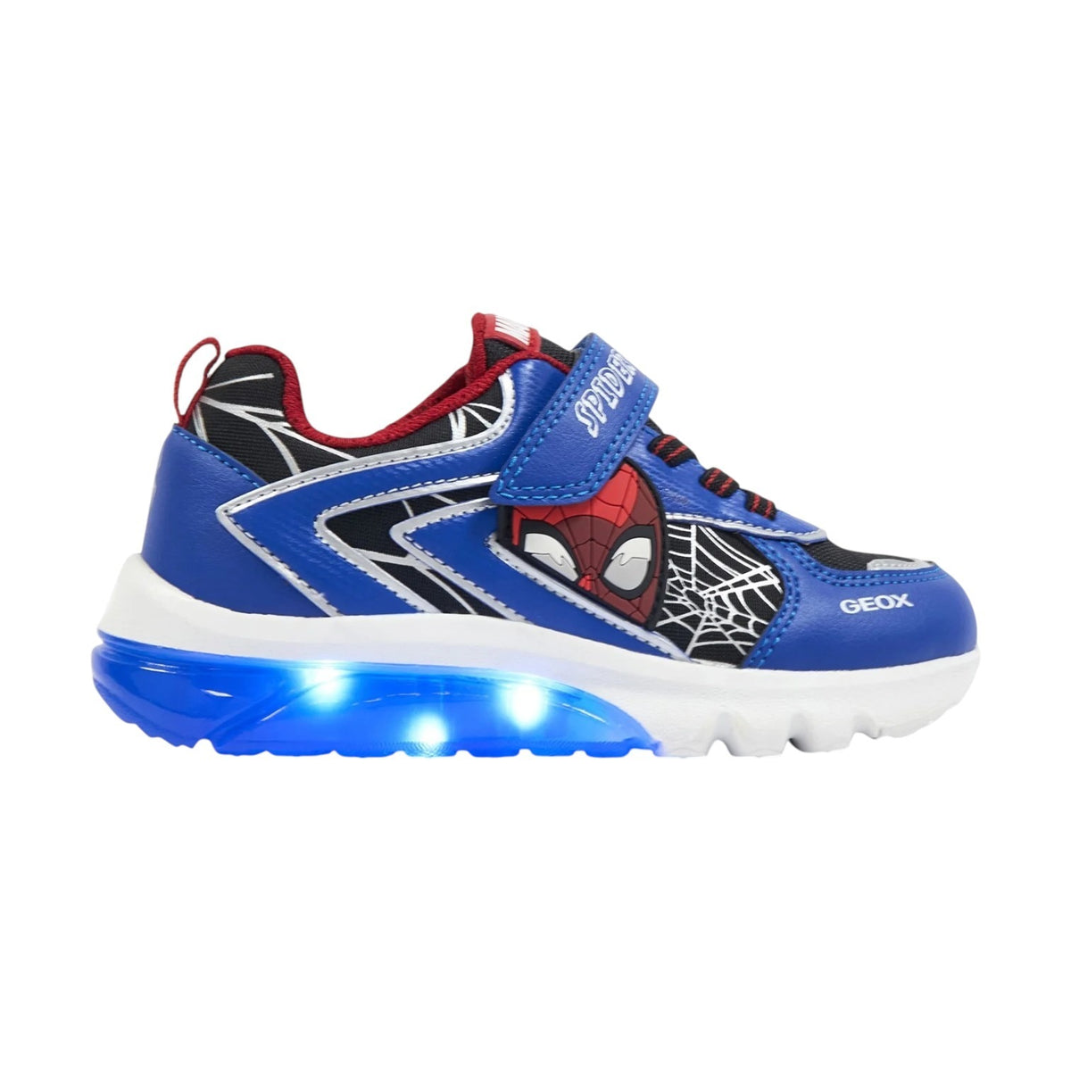 Geox Sneakers Bambino Blu Nero Spiderman con Luci e Strappo