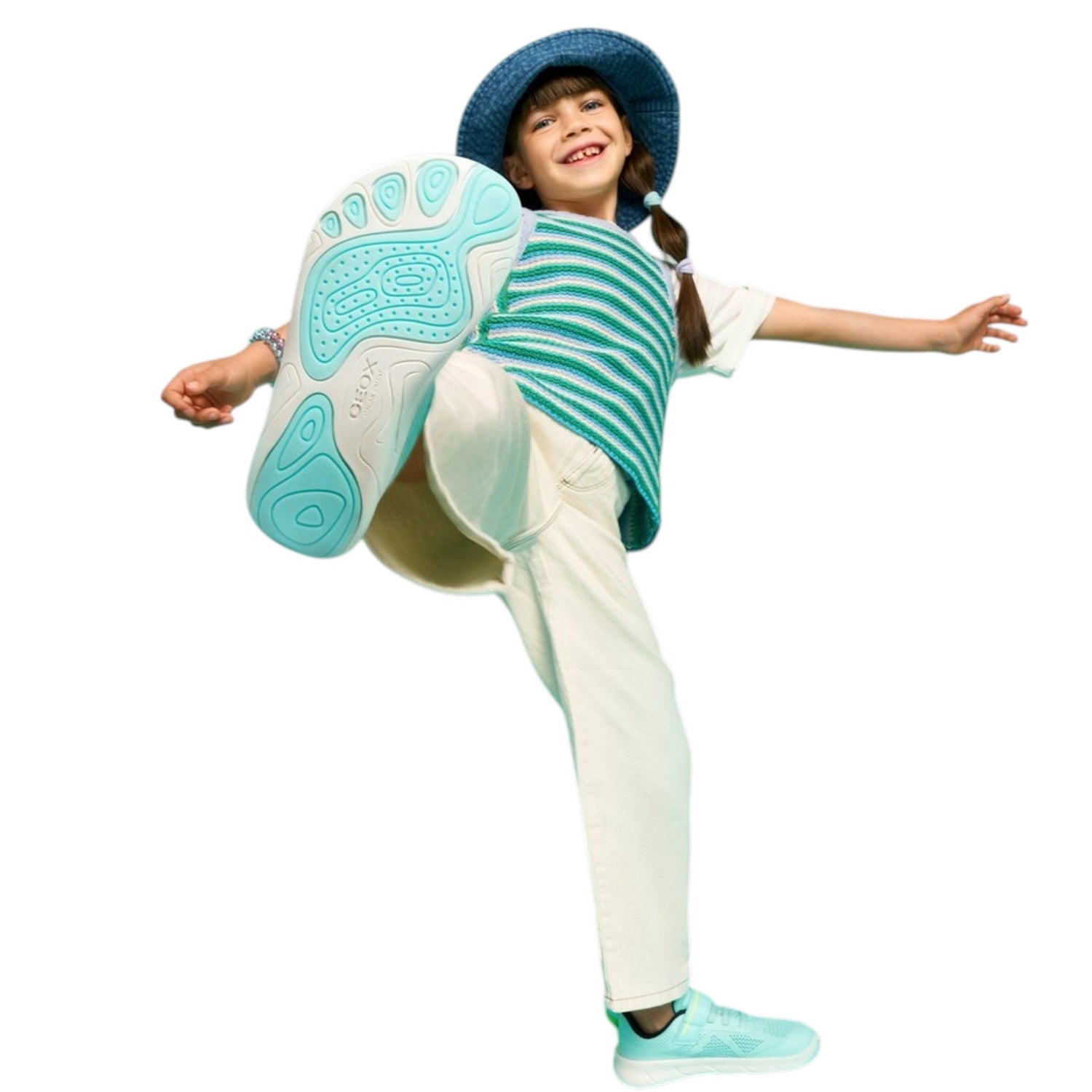 Geox Sneakers Bambina Foot-Run Junior in Tessuto Acquamarina Numero 27