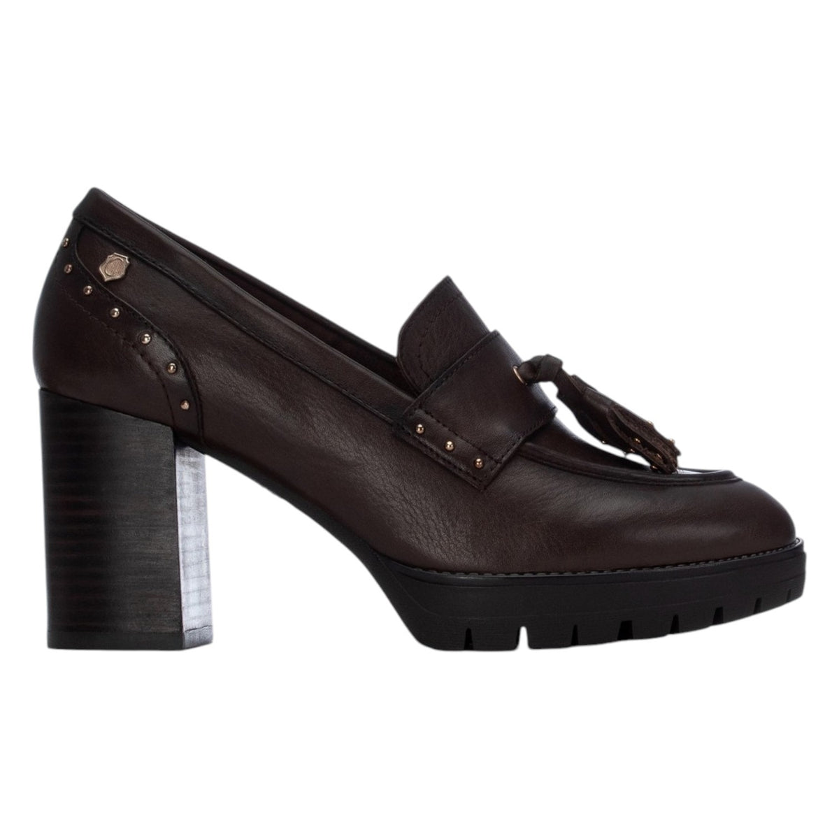 Carmela Mocassino Donna Marrone con Nappine e Tacco Largo Alto 80mm