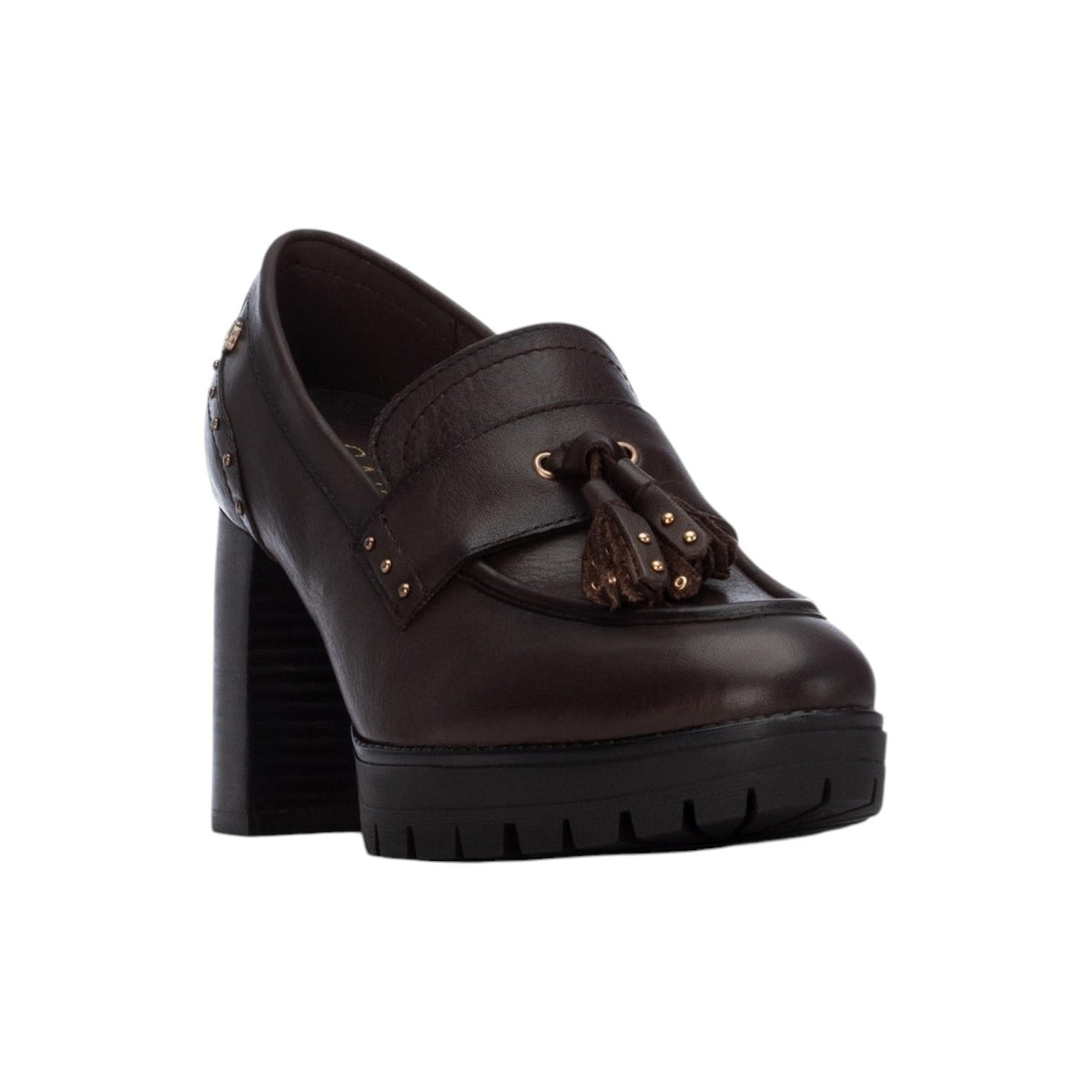 Carmela Mocassino Donna Marrone con Nappine e Tacco Largo Alto 80mm