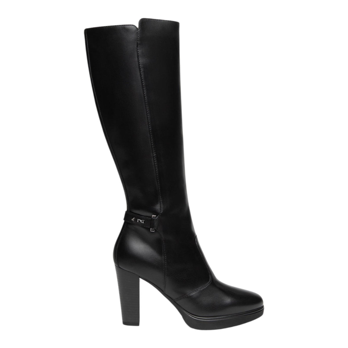 Nero Giardini Stivale Donna in Pelle Nera con Plateau e Tacco Alto 90mm