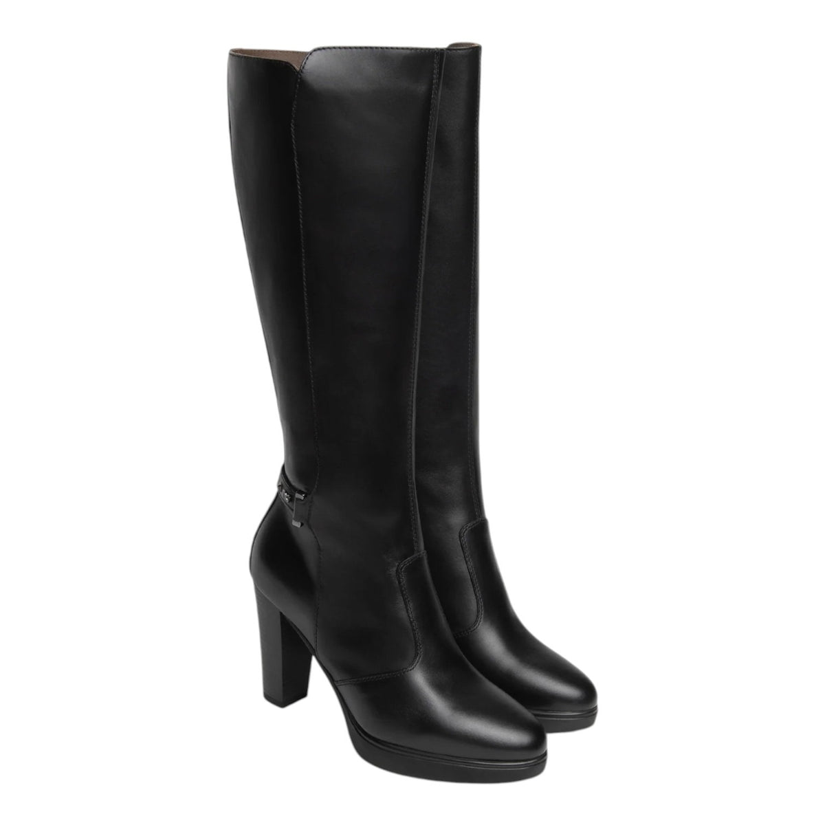 Nero Giardini Stivale Donna in Pelle Nera con Plateau e Tacco Alto 90mm