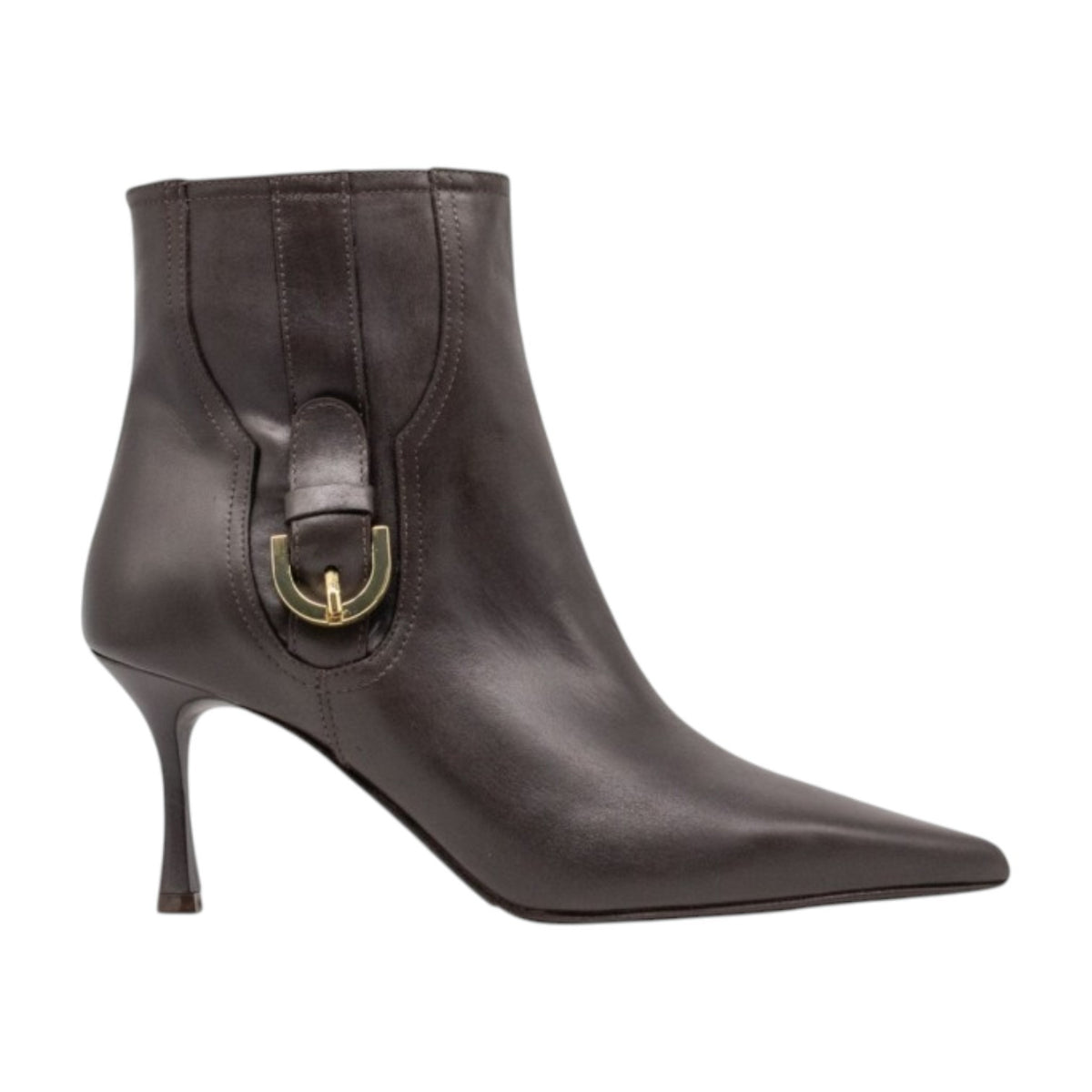 Albano Tronchetto Donna in Pelle Moro con Accessorio Decorativo e Tacco Alto 75mm
