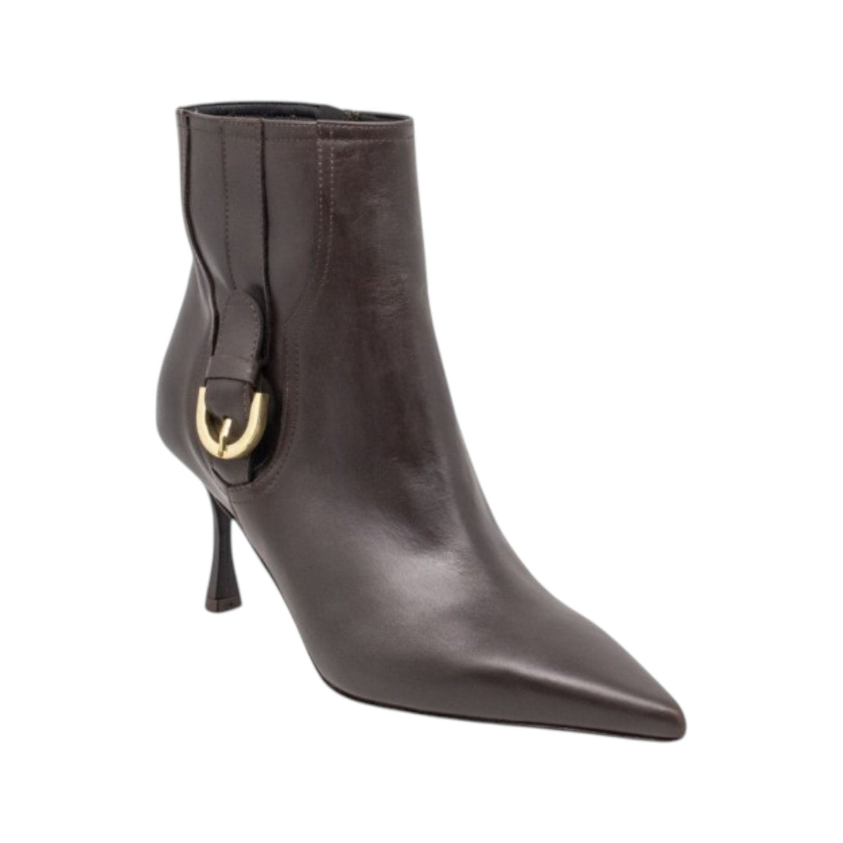 Albano Tronchetto Donna in Pelle Moro con Accessorio Decorativo e Tacco Alto 75mm