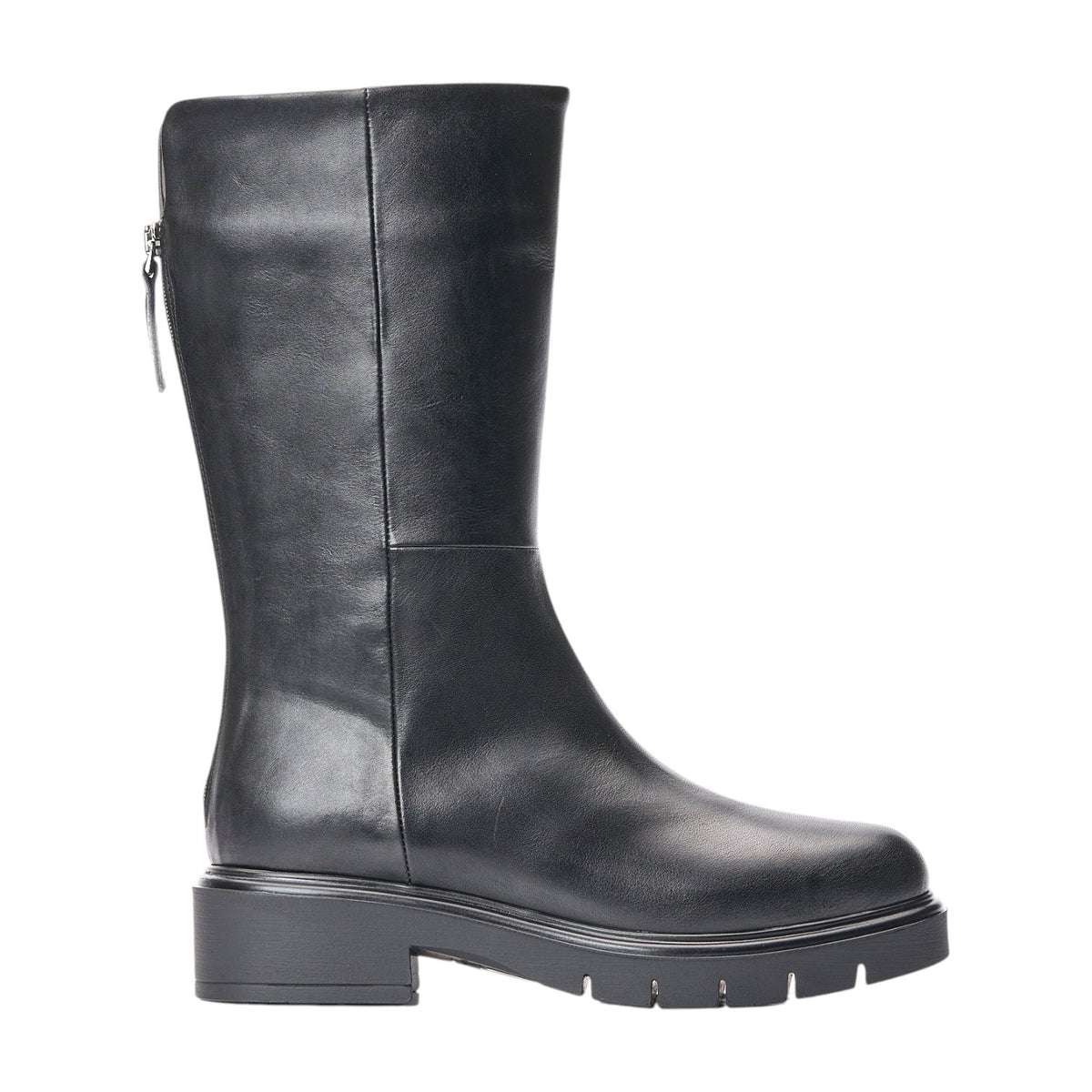 Albano Stivaletto Donna Alto Nero in Pelle con Tacco Largo 40mm