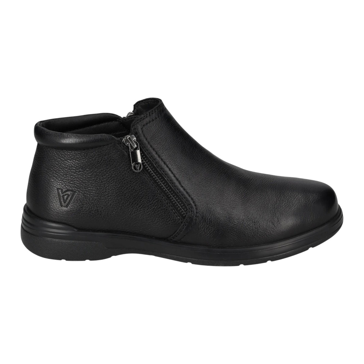 Valleverde Stivaletto Uomo in Pelle Nera con Doppia Zip