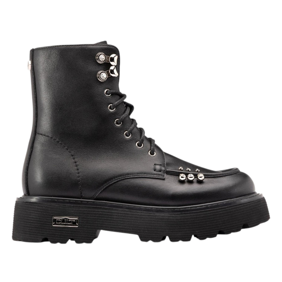 Cult Anfibio Donna in Pelle Nera con Strass e Borchie